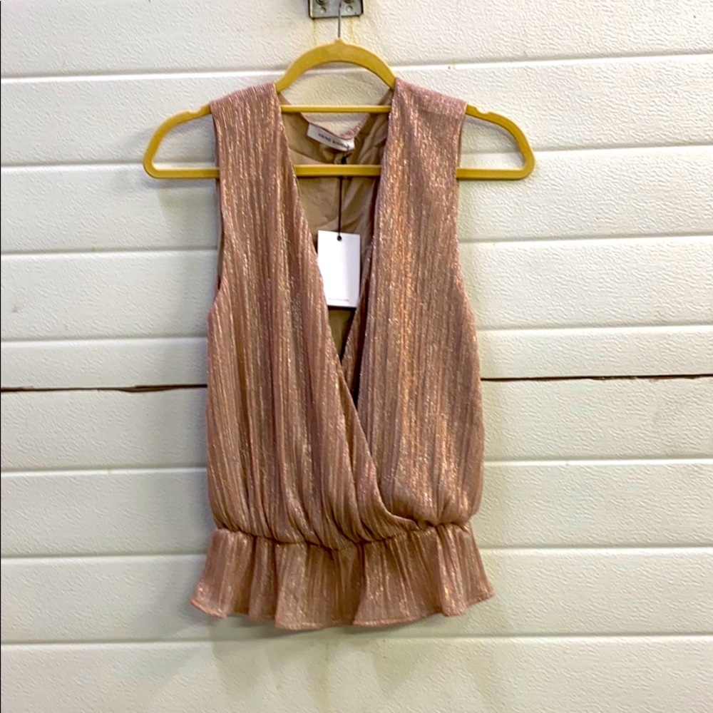 Anine Bing metallic drape top. Size Medium.